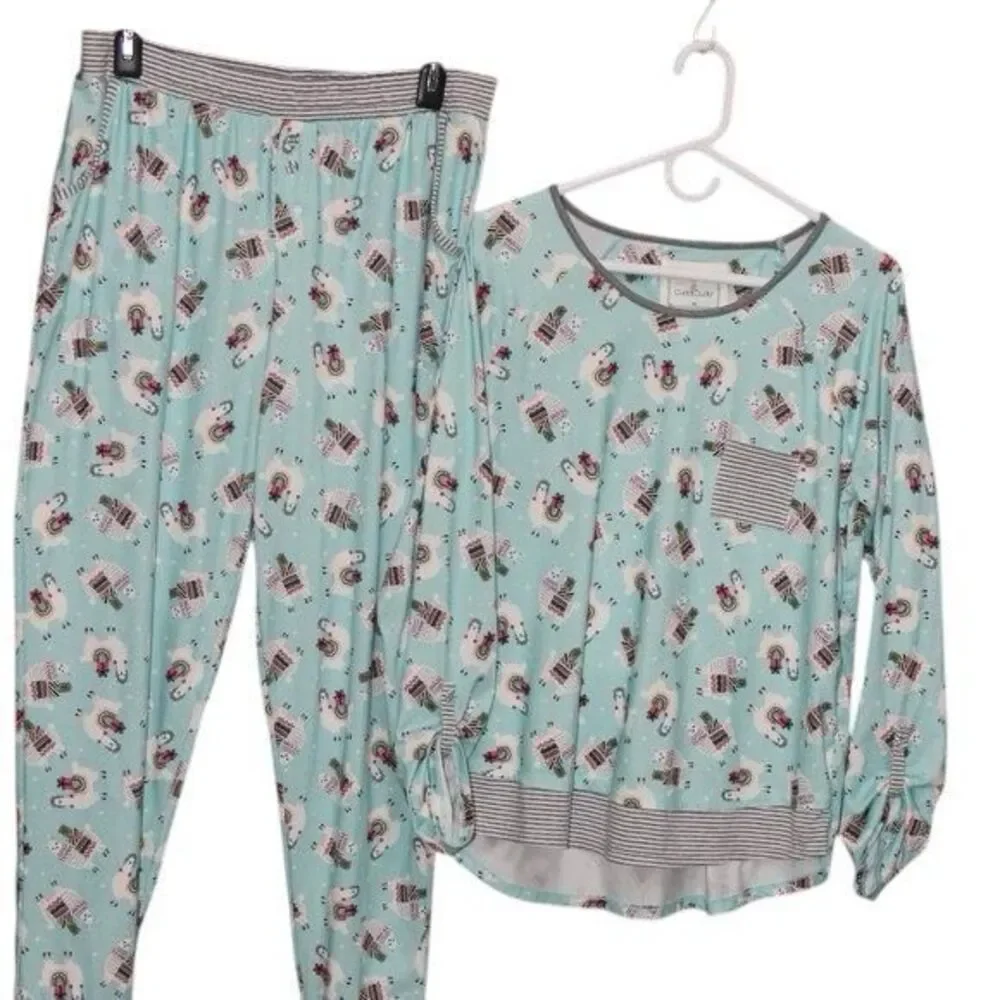 ✨CUDDL DUDS Womens Llamas Long Sleeve Cozy Jersey Sz 2X/XL Pajama Set✨ - Picture 5 of 13